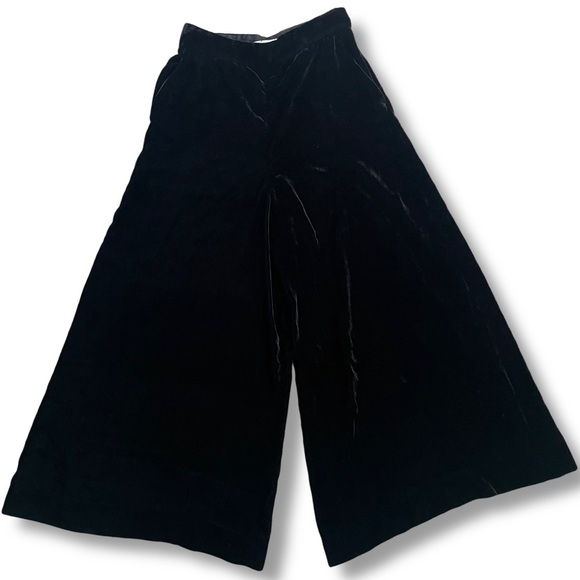 & Other Stories black velvet wide leg crop high waist culottes pants Women’s 4 - Picture 5 of 16